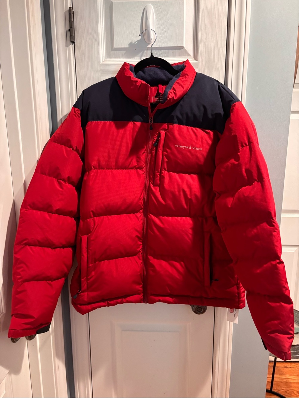 Vineyard Vines Red and Black Quilted Puffer Jacket